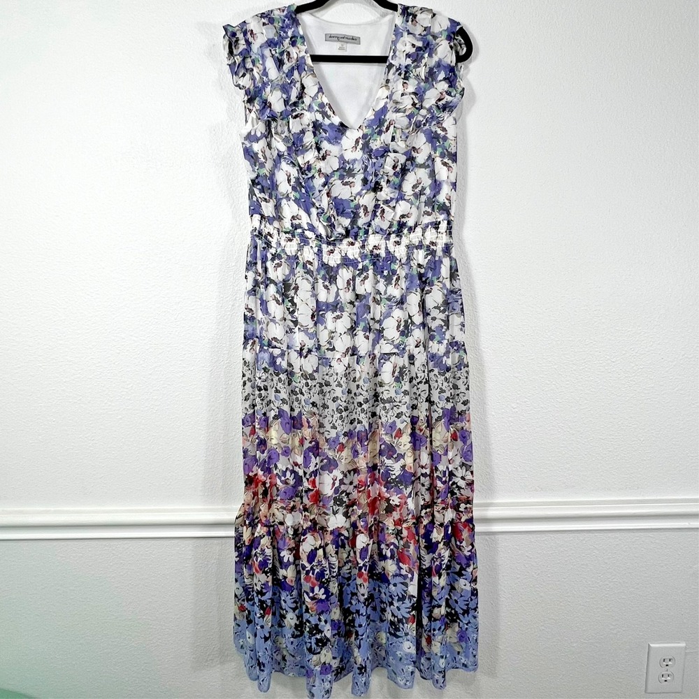 Danny & Nicole Maxi Dress Floral Colorful Ruffle Sleeve‎ Flowy Garden Size 12 - Picture 2 of 15